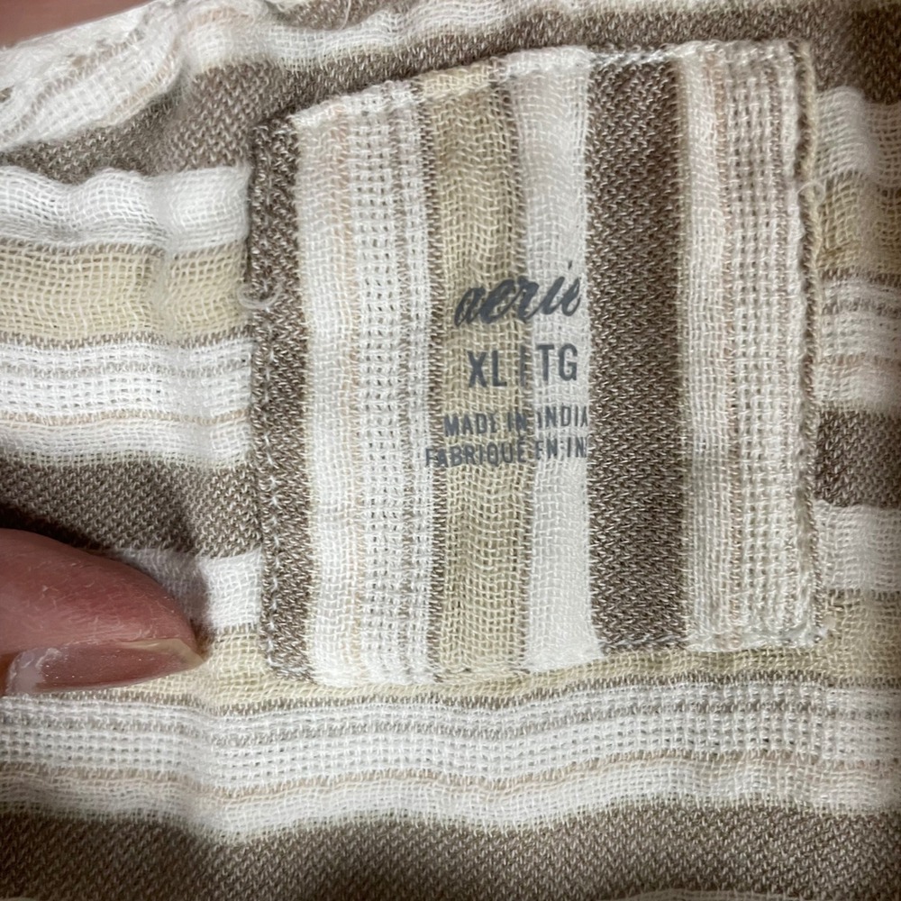 Aerie Day-Off Cover Up Shirt Size XL Striped Gauzy Cotton Casual Beach Vacation - Picture 3 of 11